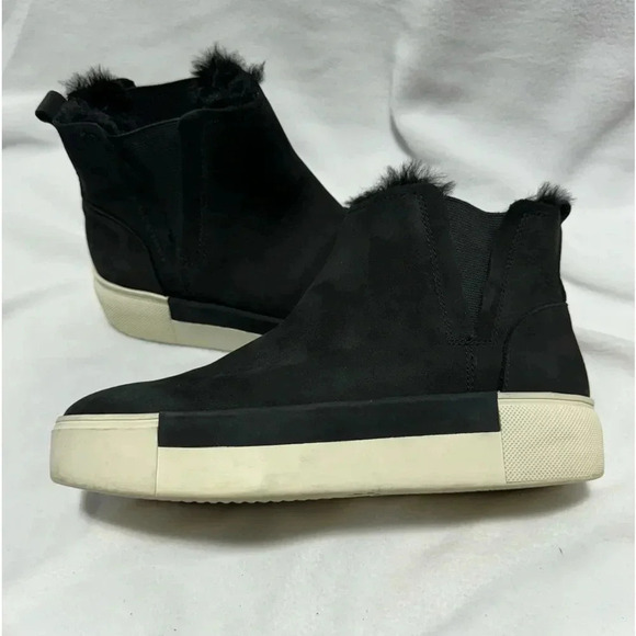 J/SLIDES NYC Black & White Suede Faux Fur Ankle Boots Size 6.5 - Picture 1 of 7
